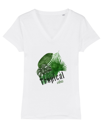 Summer Breeze - Watercolor Tropical Leaves 2 (Frunze Tropicale) White