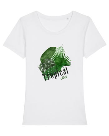 Summer Breeze - Watercolor Tropical Leaves 2 (Frunze Tropicale) White