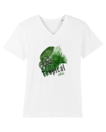 Summer Breeze - Watercolor Tropical Leaves 2 (Frunze Tropicale) Tricou mânecă scurtă guler V Bărbat Presenter