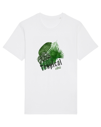 Summer Breeze - Watercolor Tropical Leaves 2 (Frunze Tropicale) White