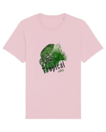 Summer Breeze - Watercolor Tropical Leaves 2 (Frunze Tropicale) Cotton Pink