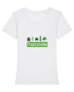 Summer Breeze - Tropical Vibes  Tricou mânecă scurtă guler larg fitted Damă Expresser
