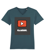 Gaming Fan Design Tricou mânecă scurtă guler V Bărbat Presenter
