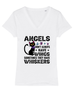 Angel Have Whiskers Tricou mânecă scurtă guler V Damă Evoker