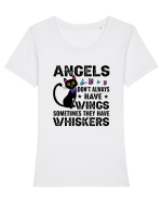 Angel Have Whiskers Tricou mânecă scurtă guler larg fitted Damă Expresser