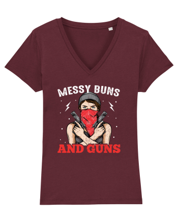 Messy Buns And Guns Burgundy