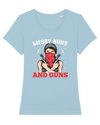 Messy Buns And Guns Sky Blue