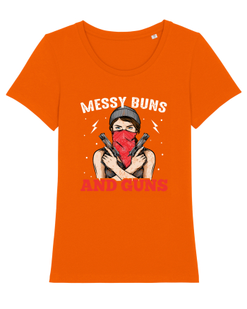 Messy Buns And Guns Bright Orange