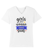 Girls Just Wanna Have Sun Tricou mânecă scurtă guler V Bărbat Presenter