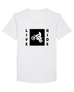 Live Ride Jump Tricou mânecă scurtă guler larg Bărbat Skater