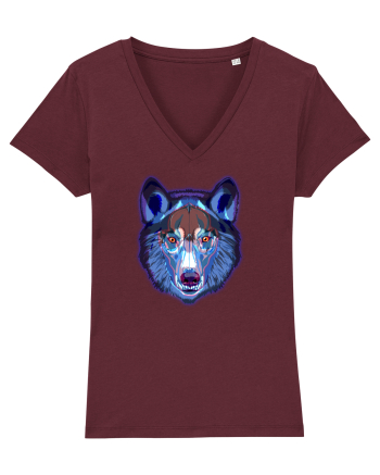 Skull Neon Wolf  Burgundy