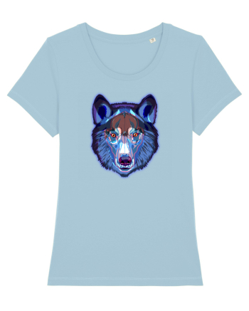 Skull Neon Wolf  Sky Blue