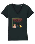 Poezia Cățeluș cu părul creț Tricou mânecă scurtă guler V Damă Evoker