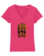 Vama Veche Rasarit Tricou mânecă scurtă guler V Damă Evoker