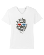 Leu 3D Tricou mânecă scurtă guler V Bărbat Presenter