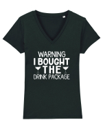 Warning, I bought The Drink Package Tricou mânecă scurtă guler V Damă Evoker