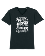 Work Hard in silence, let your succes be your noise Tricou mânecă scurtă guler V Bărbat Presenter