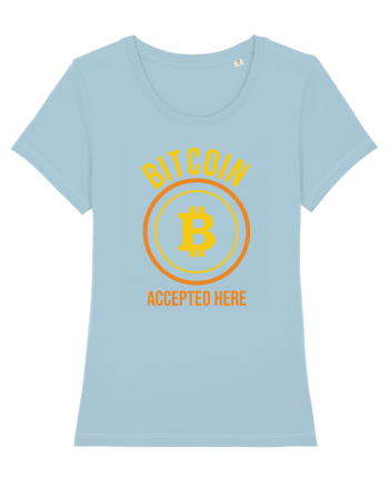 Bitcoin Accepted Here Sky Blue