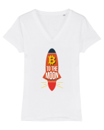 Bitcoin To The Moon Tricou mânecă scurtă guler V Damă Evoker