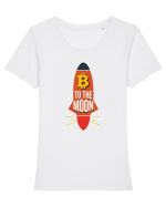 Bitcoin To The Moon Tricou mânecă scurtă guler larg fitted Damă Expresser