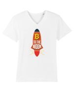 Bitcoin To The Moon Tricou mânecă scurtă guler V Bărbat Presenter