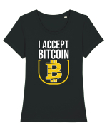 I Accept Bitcoin Tricou mânecă scurtă guler larg fitted Damă Expresser