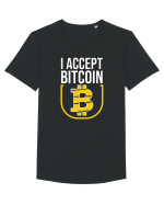 I Accept Bitcoin Tricou mânecă scurtă guler larg Bărbat Skater