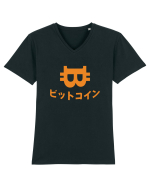 Bitcoin Tricou mânecă scurtă guler V Bărbat Presenter