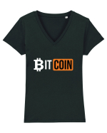 Bitcoin Tricou mânecă scurtă guler V Damă Evoker