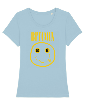 Bitcoin Smiley Face Sky Blue