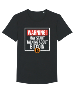 Warning May Start Talking About Bitcoin Tricou mânecă scurtă guler larg Bărbat Skater