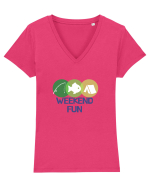 Weekend fun - pescar Tricou mânecă scurtă guler V Damă Evoker