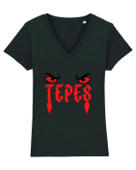 Vlad Dracul Vlad Tepes .Dracula Tricou mânecă scurtă guler V Damă Evoker