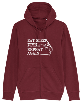 Eat Sleep Fish Repeat Burgundy