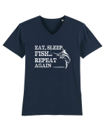 Eat Sleep Fish Repeat Tricou mânecă scurtă guler V Bărbat Presenter