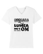 Degeaba esti Om cu Lumea, daca Lumea nu e Om cu Tine Tricou mânecă scurtă guler V Bărbat Presenter