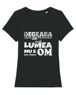 Degeaba esti Om cu Lumea, daca Lumea nu e Om cu Tine Tricou mânecă scurtă guler larg fitted Damă Expresser