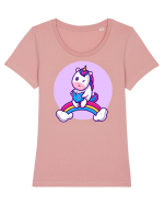 Unicornul care citeste Tricou mânecă scurtă guler larg fitted Damă Expresser