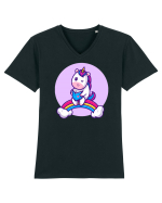 Unicornul care citeste Tricou mânecă scurtă guler V Bărbat Presenter
