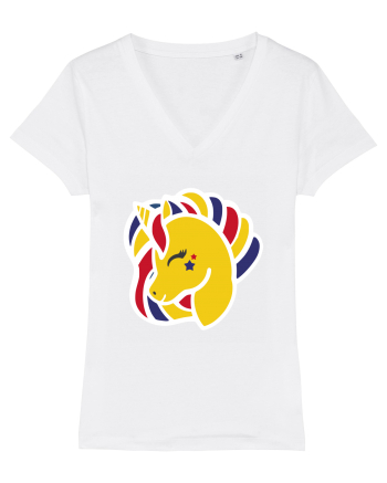 Unicorn Patriotic Tricolor White