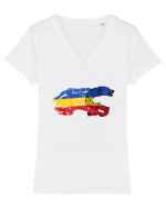 Drapel cu Lup Tricou mânecă scurtă guler V Damă Evoker
