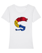 Lup Dacic Tricolor Tricou mânecă scurtă guler larg fitted Damă Expresser