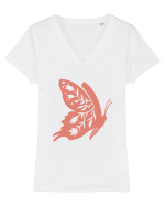 Fluture Dantela Tricou mânecă scurtă guler V Damă Evoker