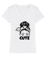 Cute Woman Tricou mânecă scurtă guler V Damă Evoker