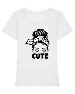 Cute Woman Tricou mânecă scurtă guler larg fitted Damă Expresser