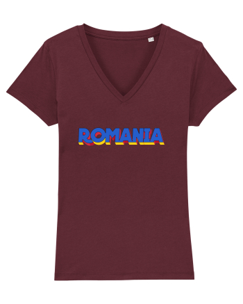 Romania 3D text Burgundy