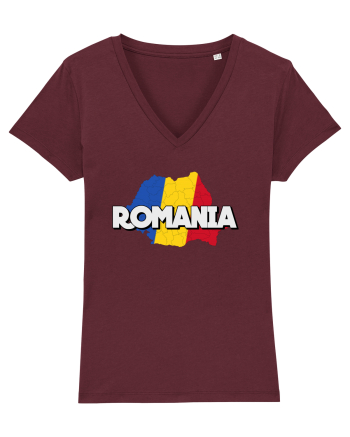 Romania Harta Burgundy
