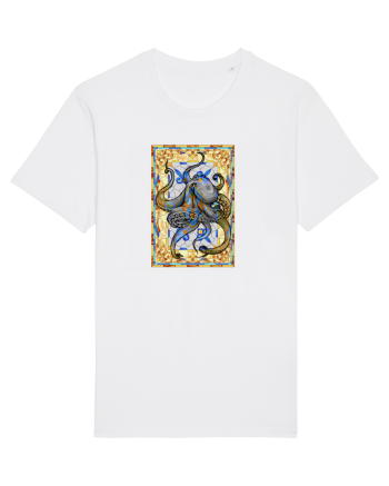 Octopus on stained glass White