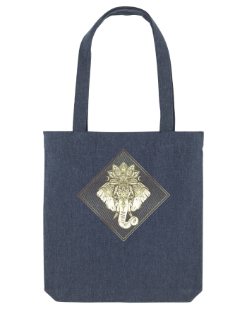 Golden Elephant Mandala  Midnight Blue