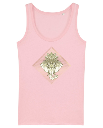 Golden Elephant Mandala  Cotton Pink